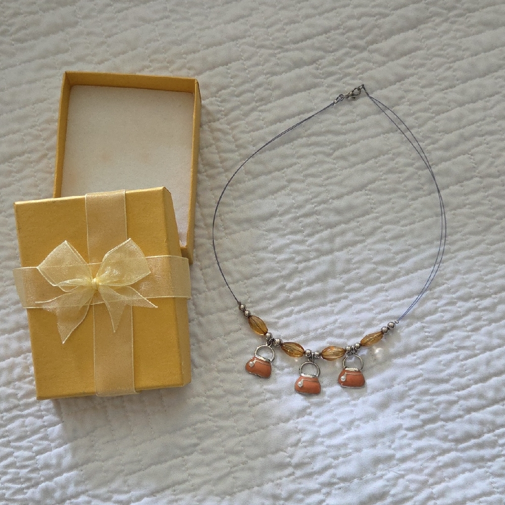 Chic Silver and Orange Gemstone Necklace